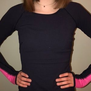 Lululemon Athletica navy blue & pink long sleeve